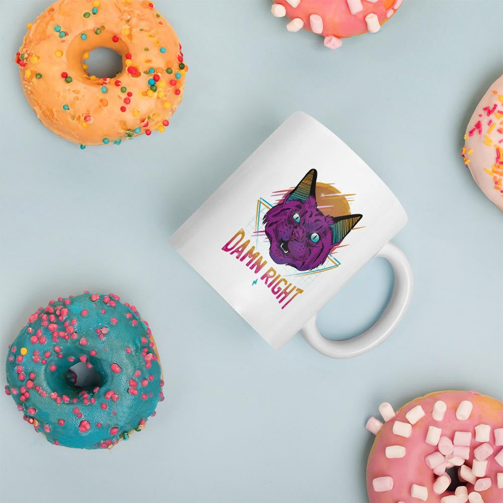 Neon Cat Coffee Mug — back view