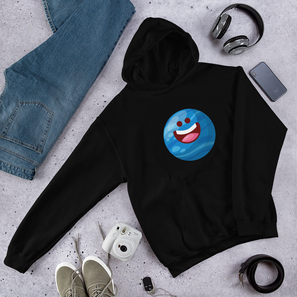 Neptune Cartoon Unisex Hooded Sweatshirt — Black