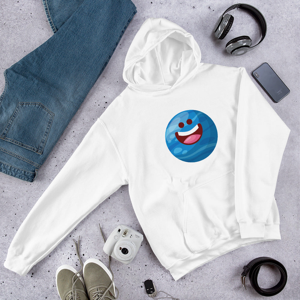 Neptune Cartoon Unisex Hooded Sweatshirt — White