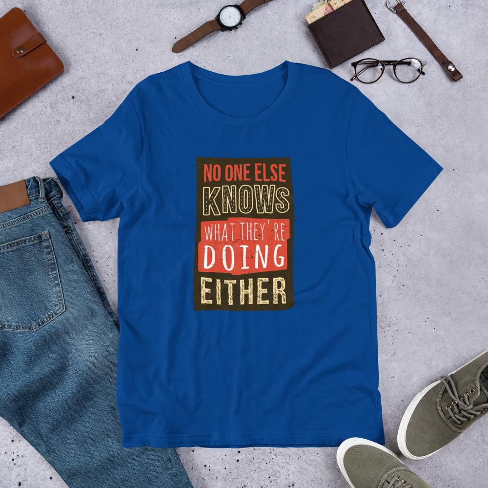 No One Knows Half Sleeve T-Shirt — Blue