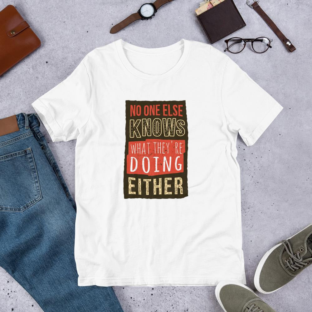 No One Knows Half Sleeve T-Shirt — White