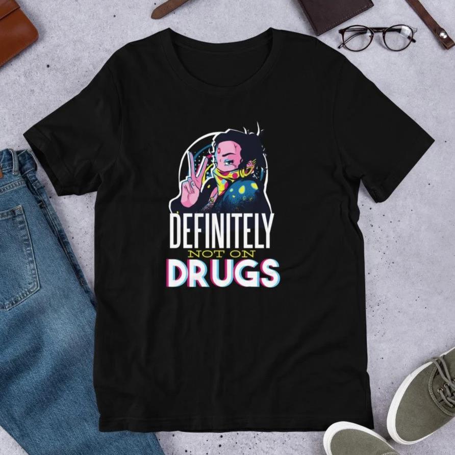 Not On Drugs Half Sleeve T-Shirt — Black