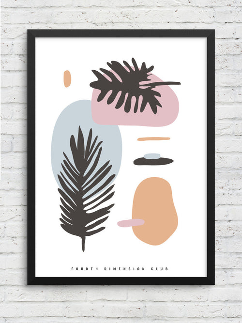 Abstract Palm Leaves Framed Poster — A3 12 X 18 Inch