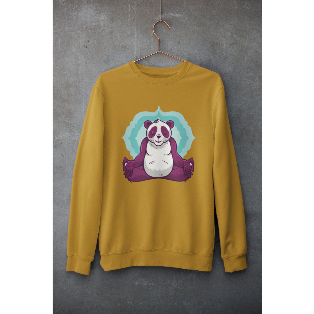 Panda Meditation Unisex Sweatshirt — Mustard