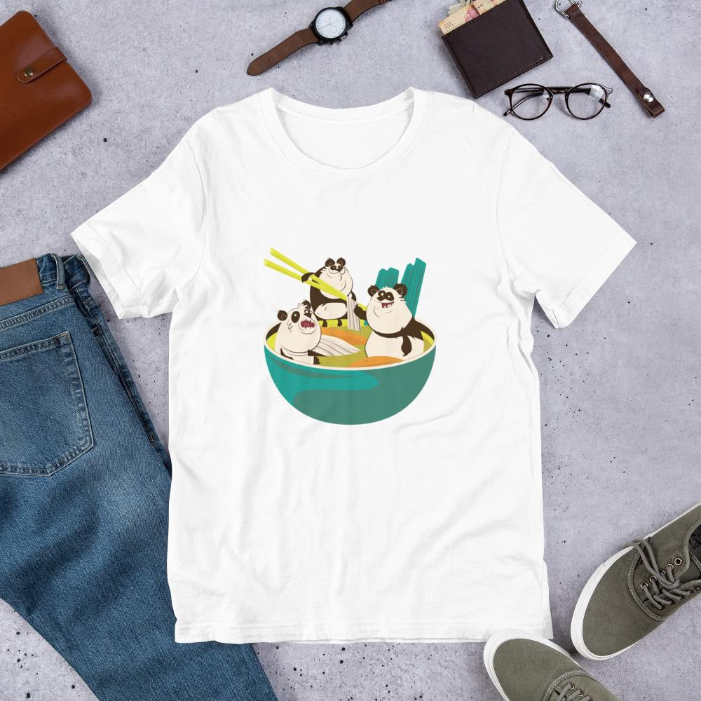 Panda Noodle Half Sleeve T-Shirt — White