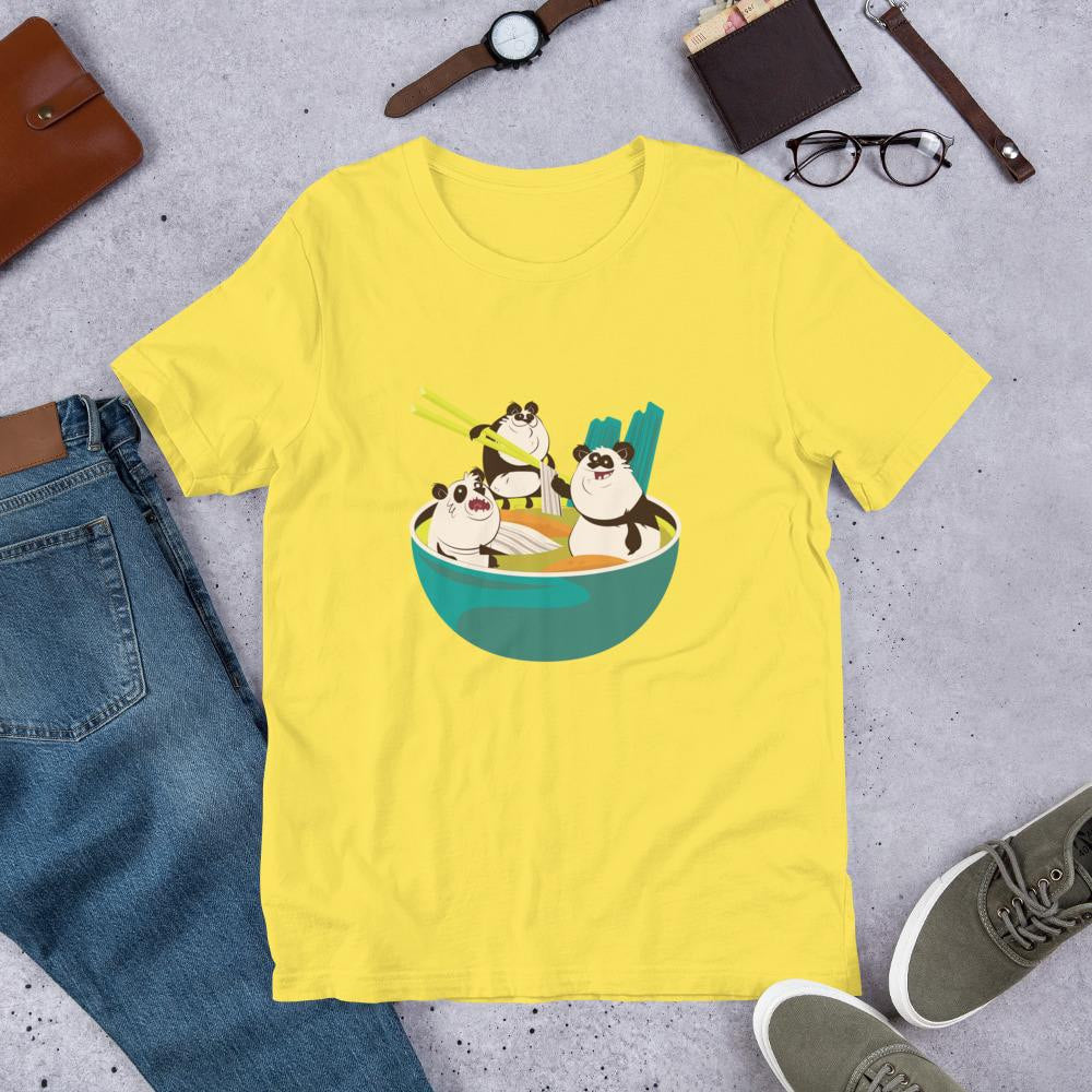 Panda Noodle Half Sleeve T-Shirt — Yellow