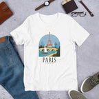 Paris France Half Sleeve T-Shirt — White