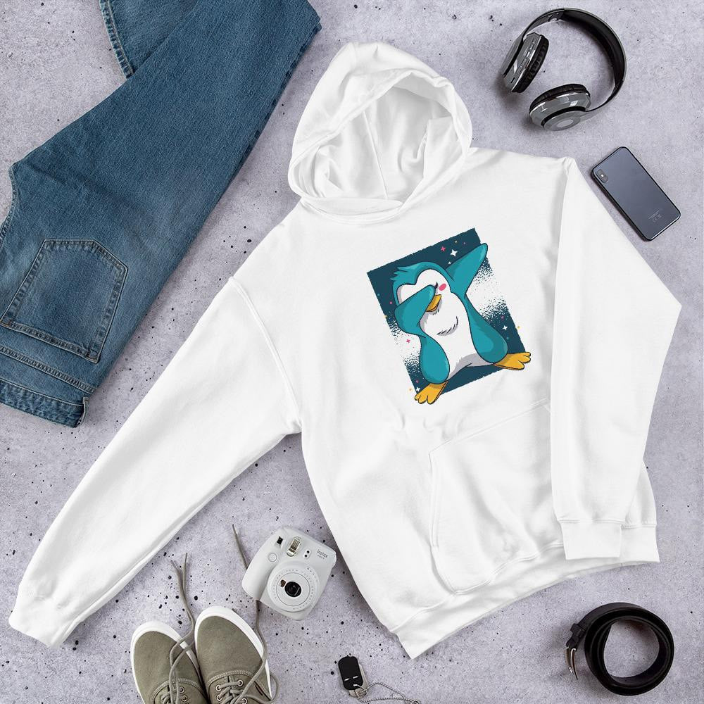 Penguin Dab Unisex Hooded Sweatshirt — White