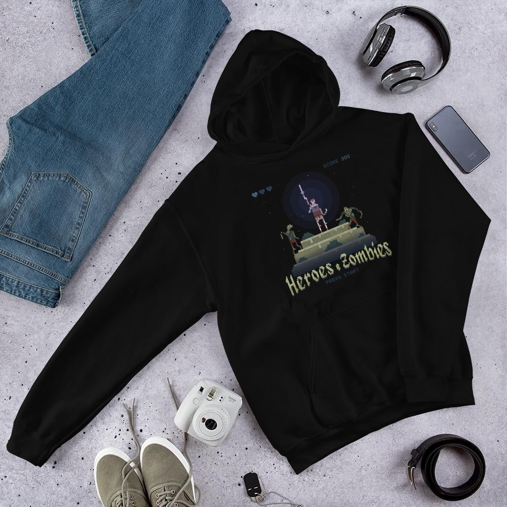 Pixel Arcade Unisex Hooded Sweatshirt — Black