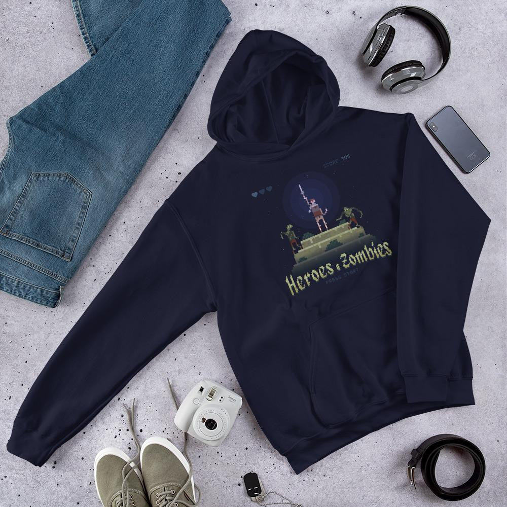 Pixel Arcade Unisex Hooded Sweatshirt — Navy