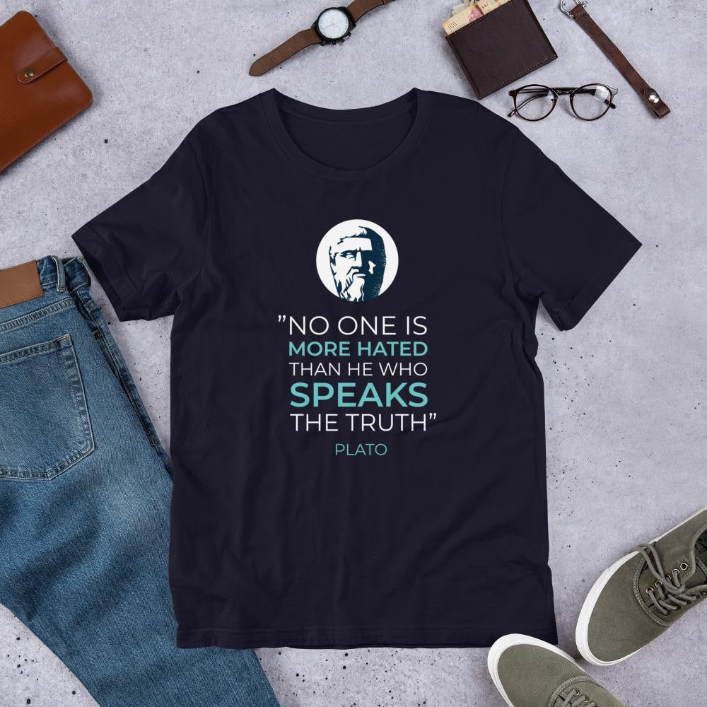 Plato Quote Half Sleeve T-Shirt — Navy