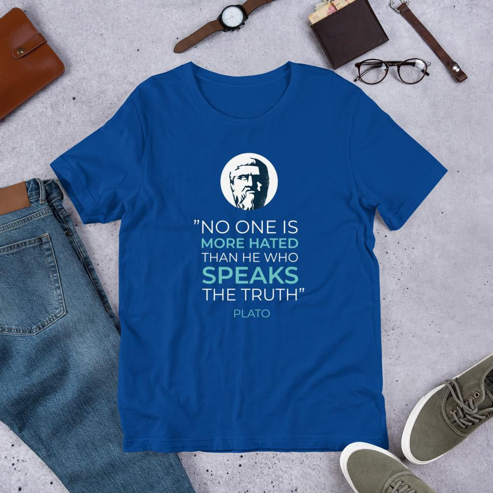 Plato Quote Half Sleeve T-Shirt — Blue
