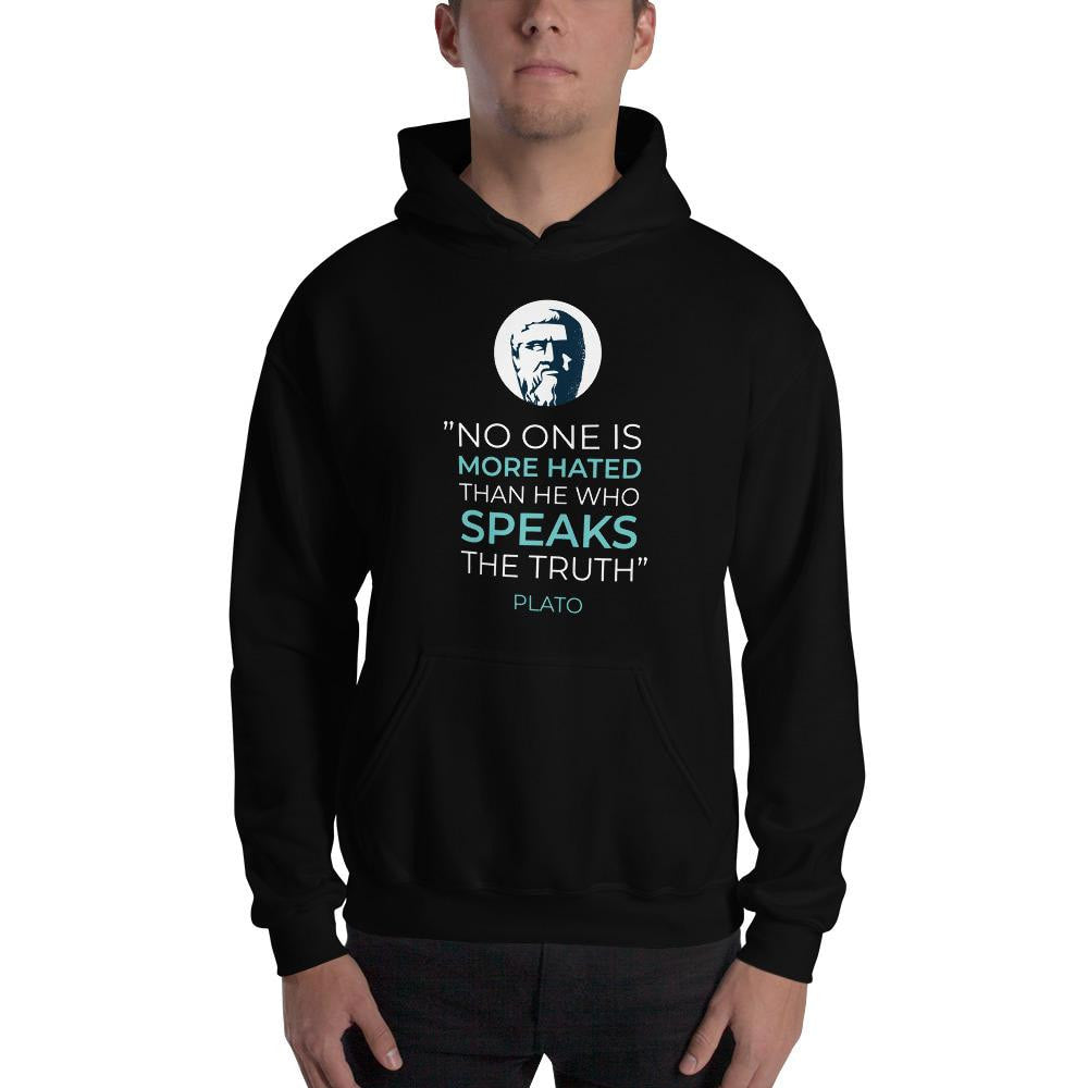 Plato Quote Unisex Hooded Sweatshirt — detail view 3