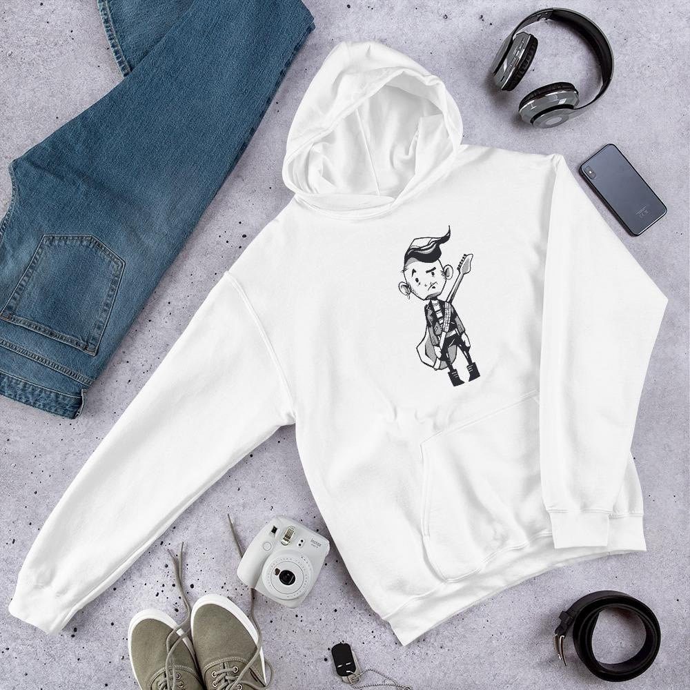 Punk Guitar Unisex Hooded Sweatshirt — White