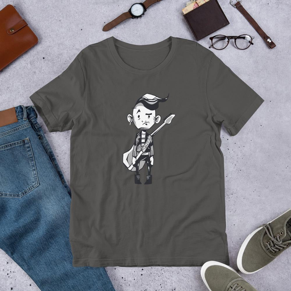 Punk Guitar Half Sleeve T-Shirt — Charcoal