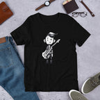 Punk Guitar Half Sleeve T-Shirt — Black