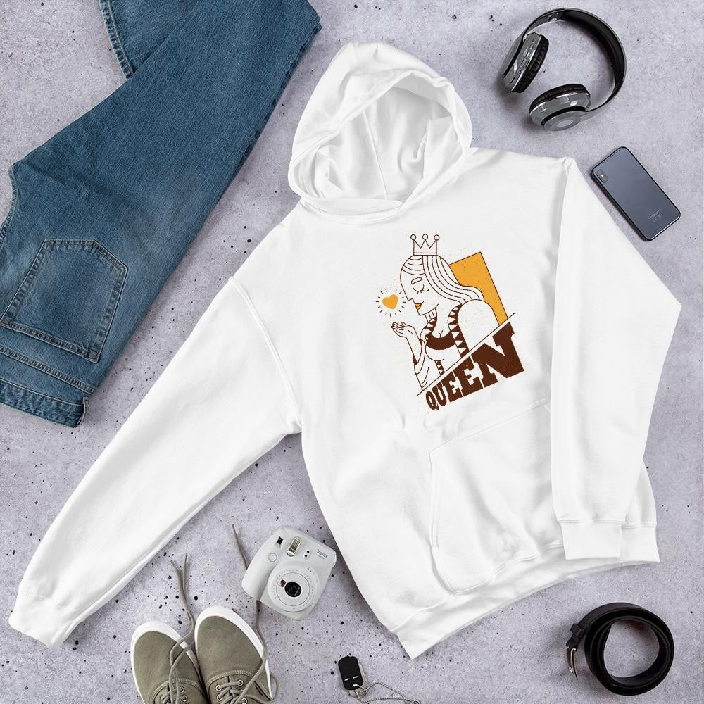 Queen Unisex Hooded Sweatshirt — White