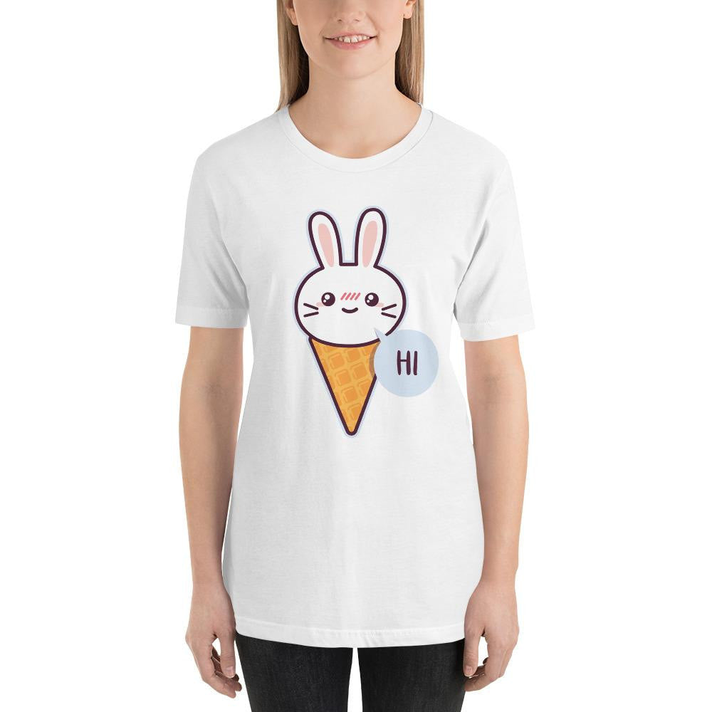 Cute Rabbit Half Sleeve T-Shirt — White