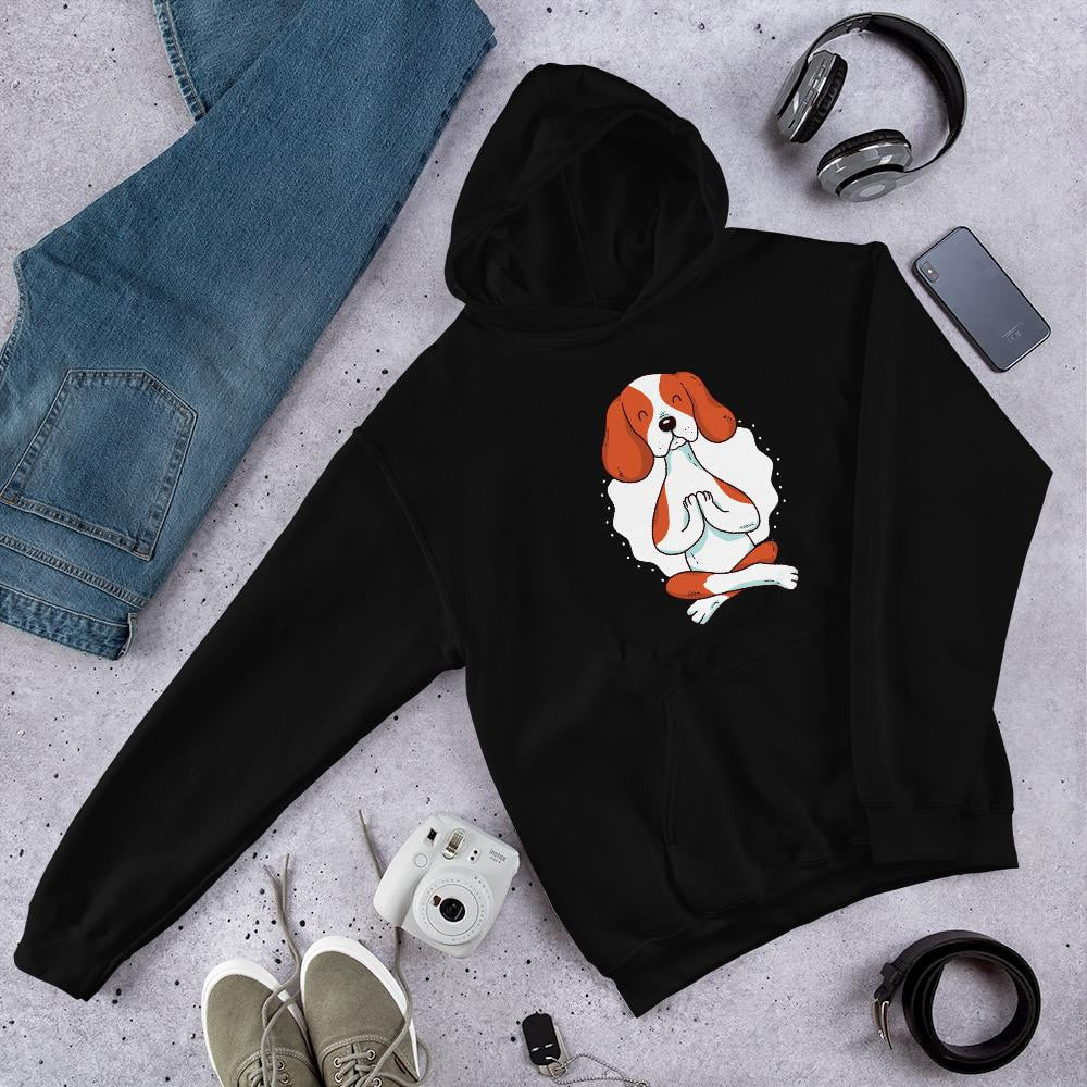 Dog Yoga Unisex Hooded Sweatshirt — Black