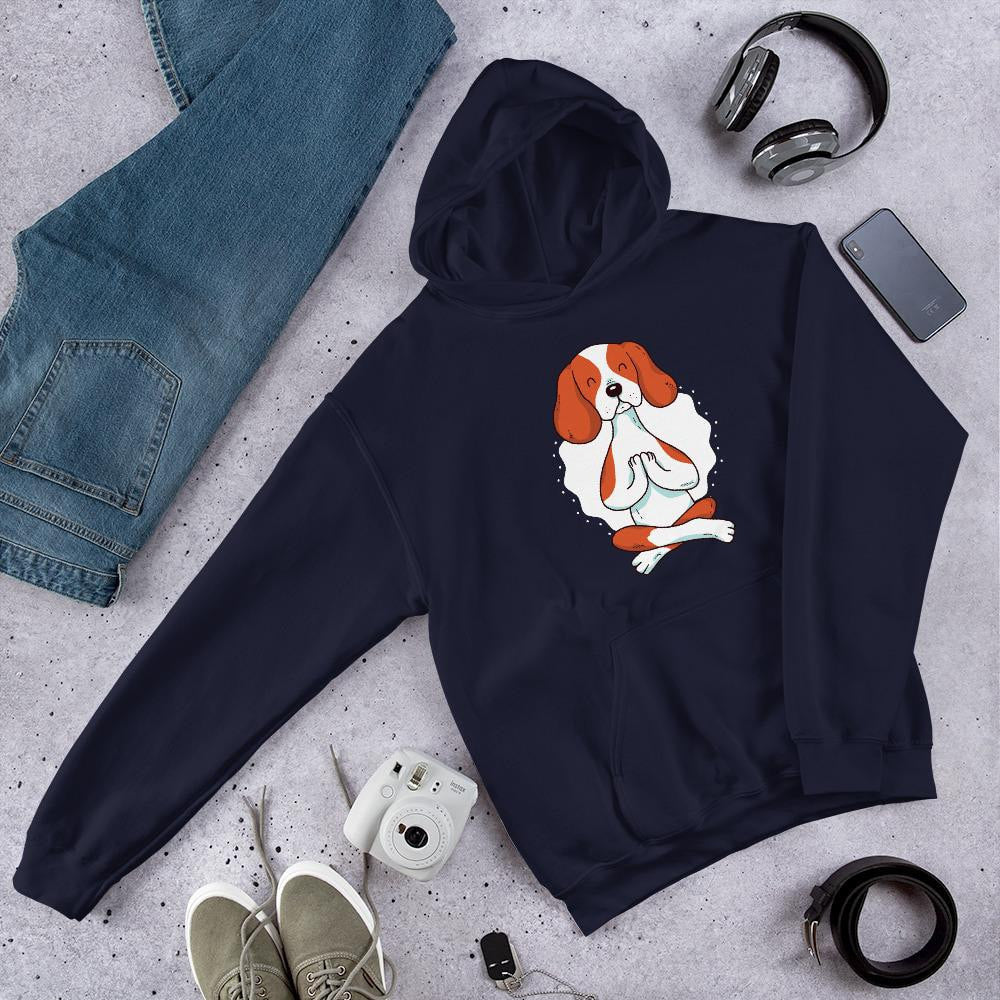 Dog Yoga Unisex Hooded Sweatshirt — Navy
