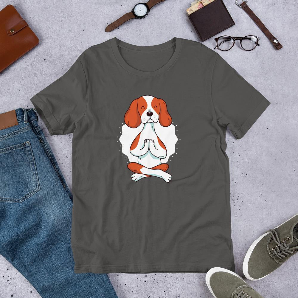 Dog Yoga Half Sleeve T-Shirt — Charcoal