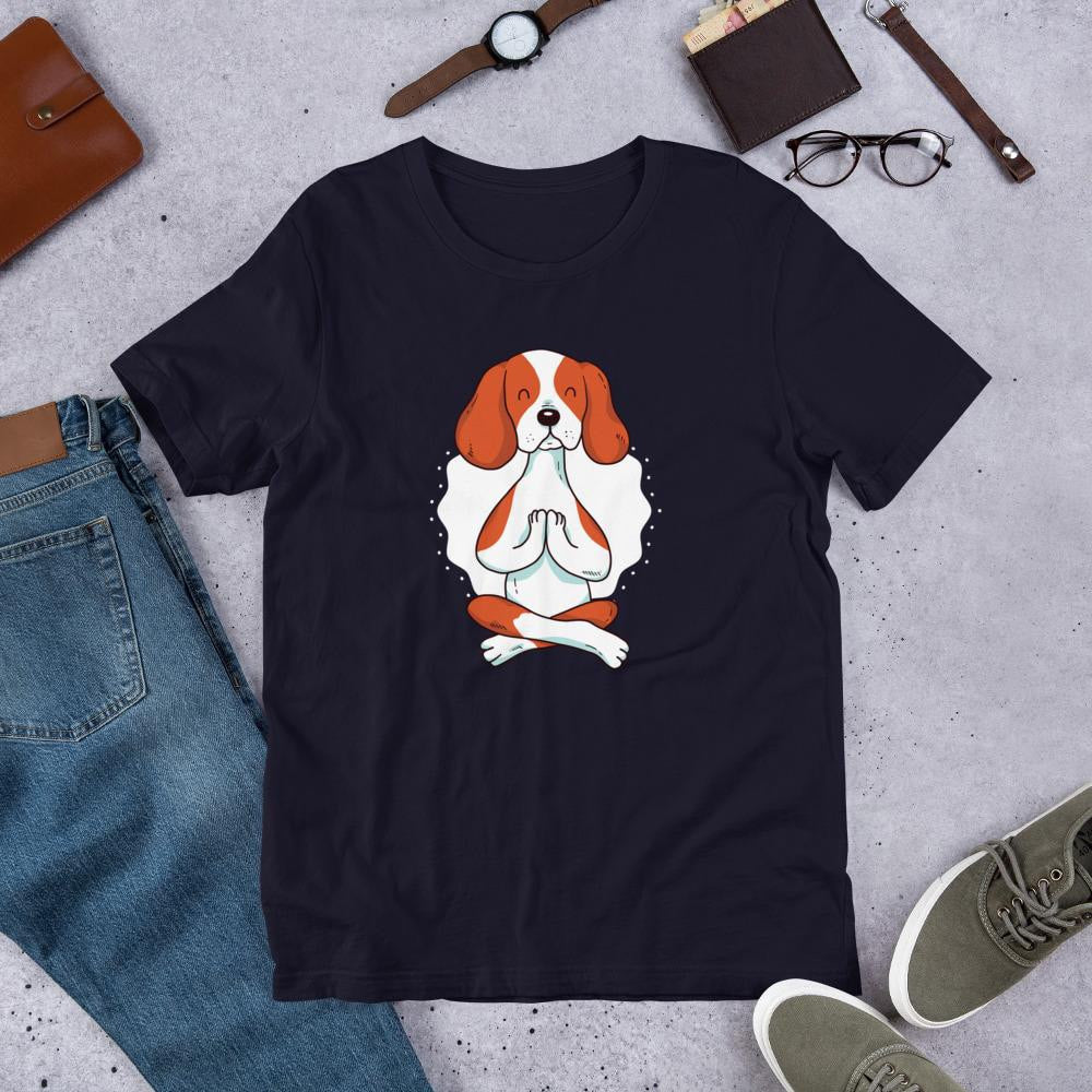 Dog Yoga Half Sleeve T-Shirt — Navy