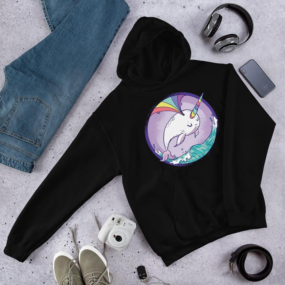 Rainbow Whale Unisex Hooded Sweatshirt