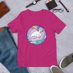 Rainbow Unicorn Whale Half Sleeve T-Shirt — Pink