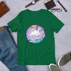 Rainbow Unicorn Whale Half Sleeve T-Shirt — Green