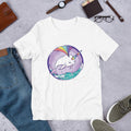 Rainbow Unicorn Whale Half Sleeve T-Shirt — White