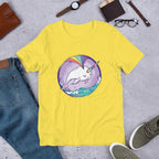 Rainbow Unicorn Whale Half Sleeve T-Shirt — Yellow