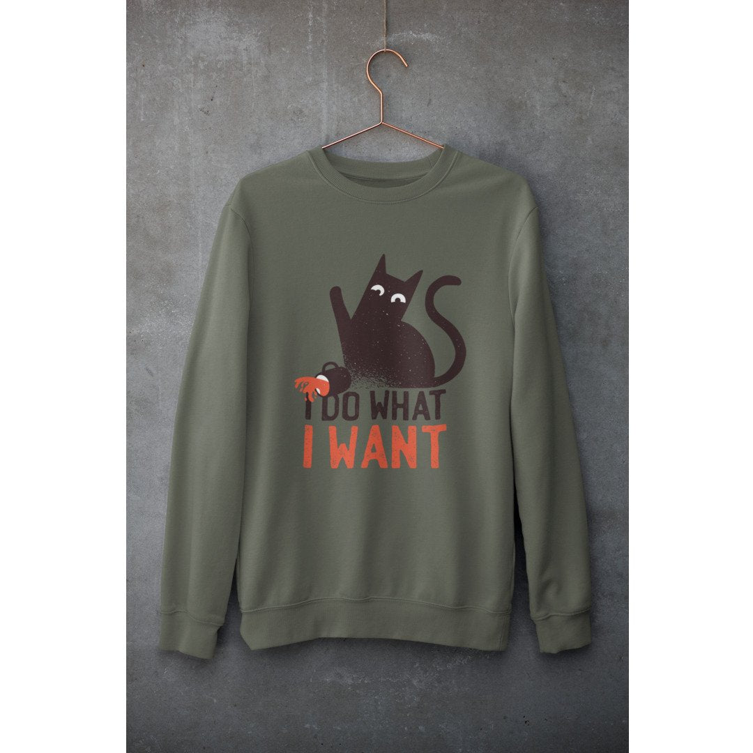 Rebel Cat Unisex Sweatshirt — Olive