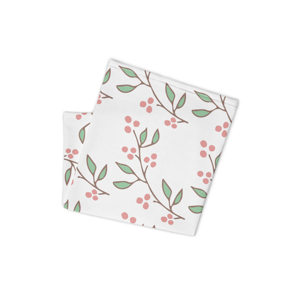 Leaves & Red Floral Neck Gaiter