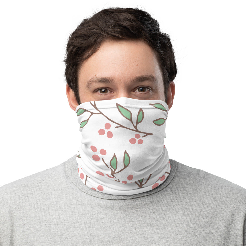 Leaves & Red Floral Neck Gaiter