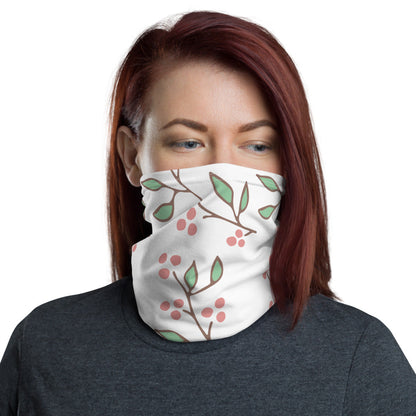 Leaves & Red Floral Neck Gaiter