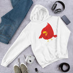 Chubby Red Bird Unisex Hooded Sweatshirt — White