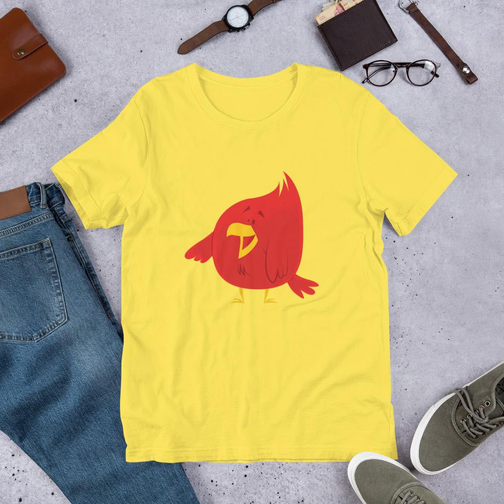 Chubby Red Bird Half Sleeve T-Shirt — back view