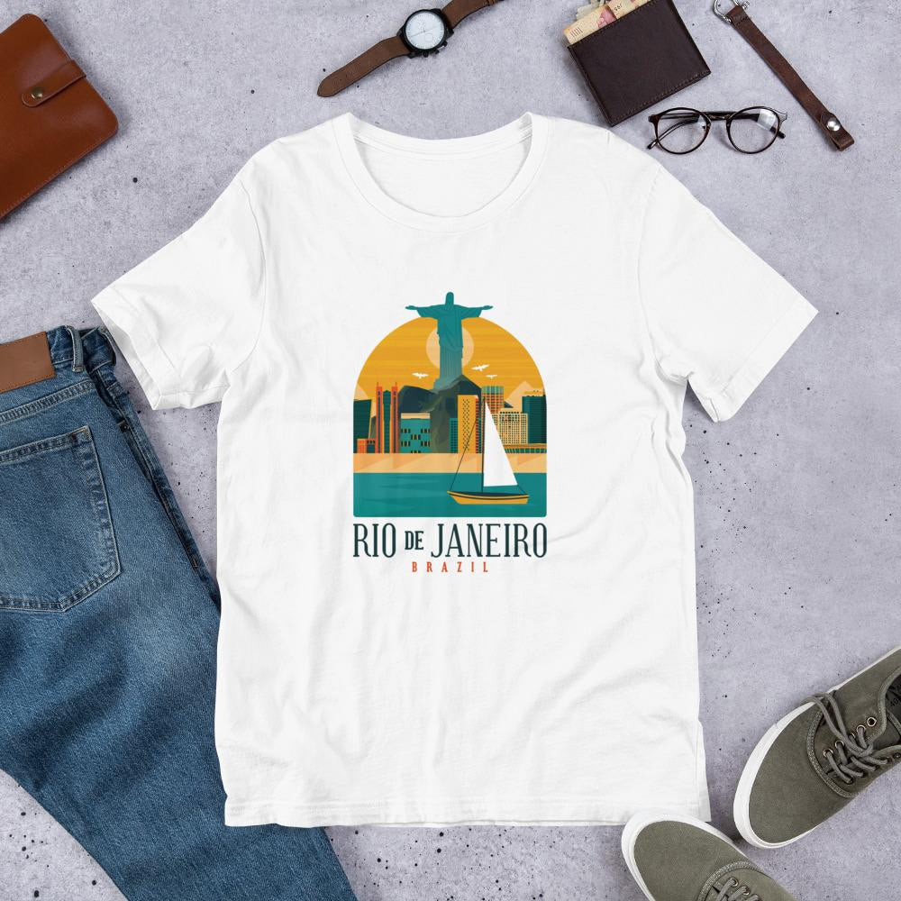Rio De Janeiro Half Sleeve T-Shirt — White