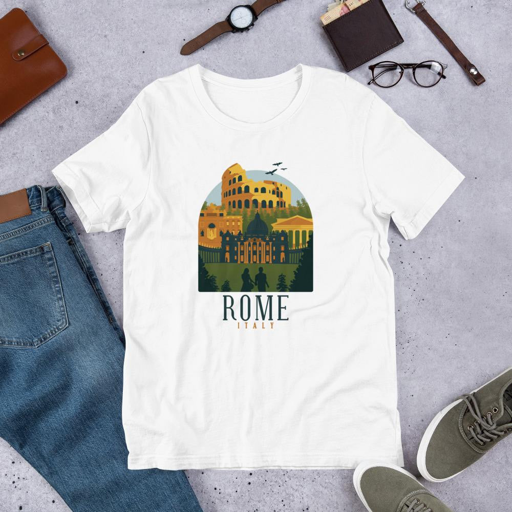 Rome Italy Half Sleeve T-Shirt — White