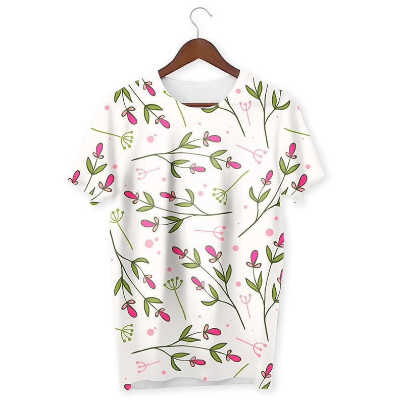 Roses & Leaves Floral Pattern T-Shirt