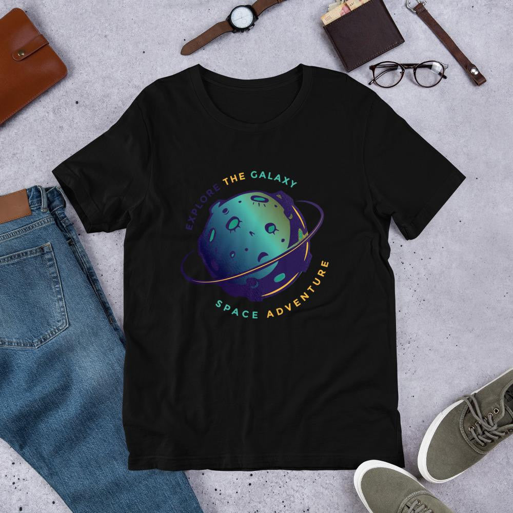 Explore The Galaxy Half Sleeve T-Shirt — Black