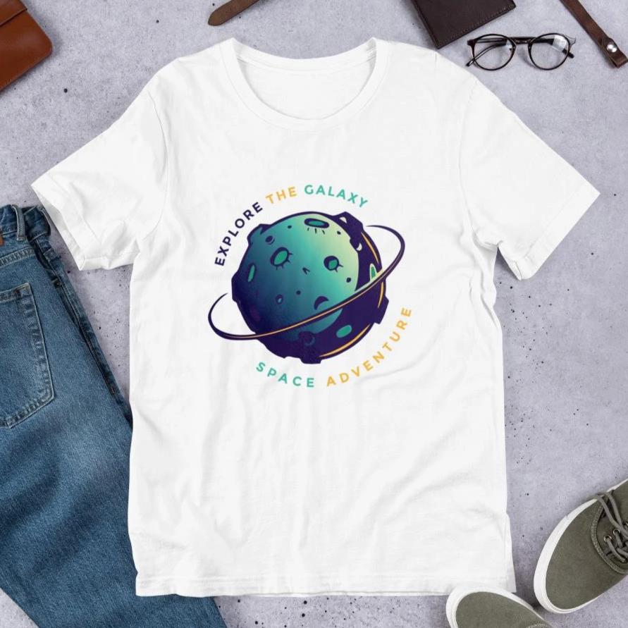 Explore The Galaxy Half Sleeve T-Shirt — White