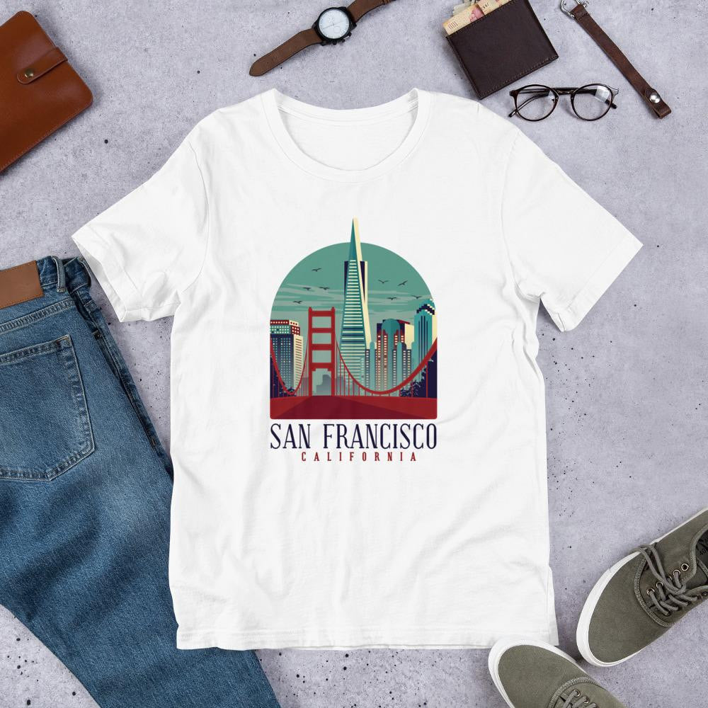 San Francisco California Half Sleeve T-Shirt — White