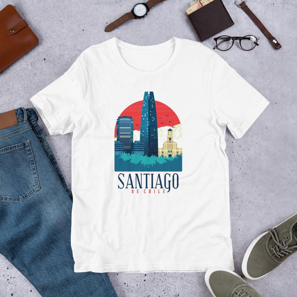Santiago Chile Half Sleeve Tshirt — White