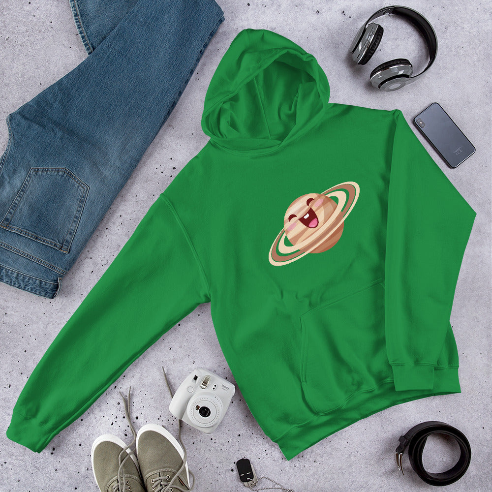 Saturn Cartoon Unisex Hooded Sweatshirt — Green