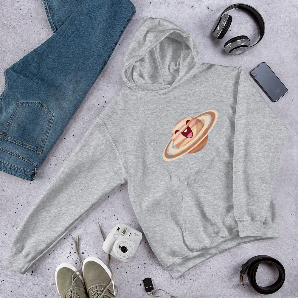 Saturn Cartoon Unisex Hooded Sweatshirt — Grey