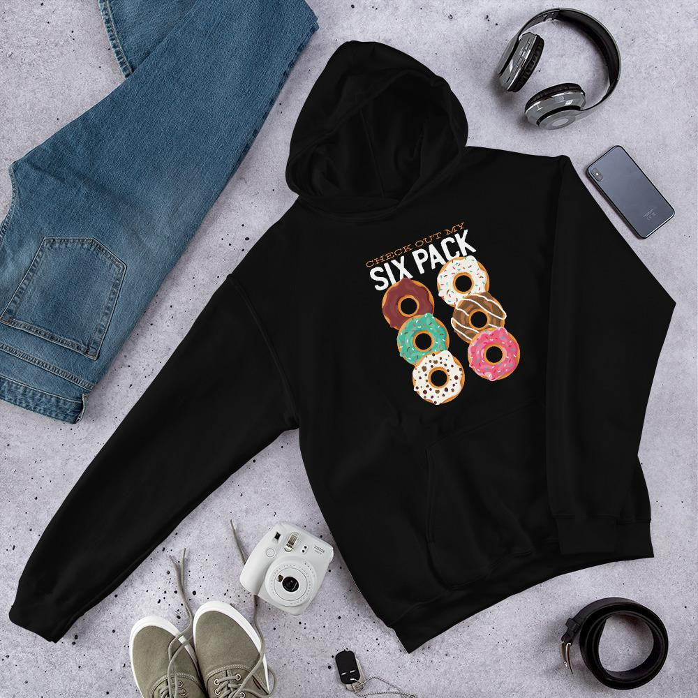 Donut Six Pack Unisex Hooded Sweatshirt — Black