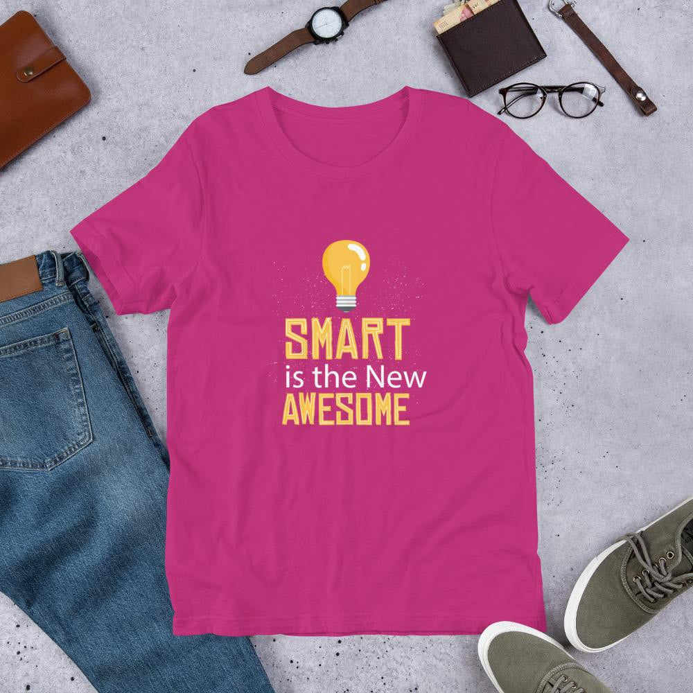 Smart Is Awesome Half Sleeve T-Shirt — Pink
