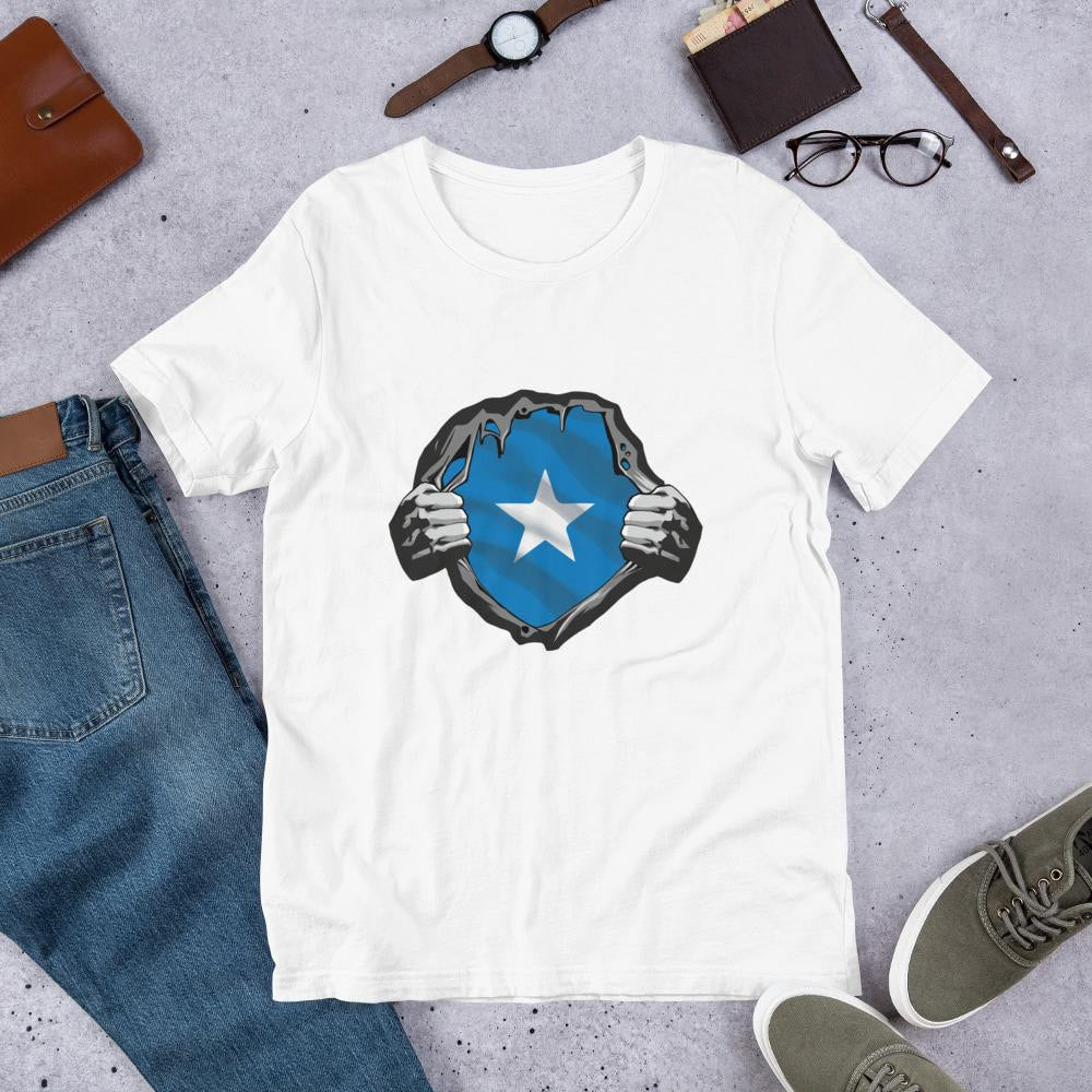 Somalia Flag Half Sleeve T-Shirt — White