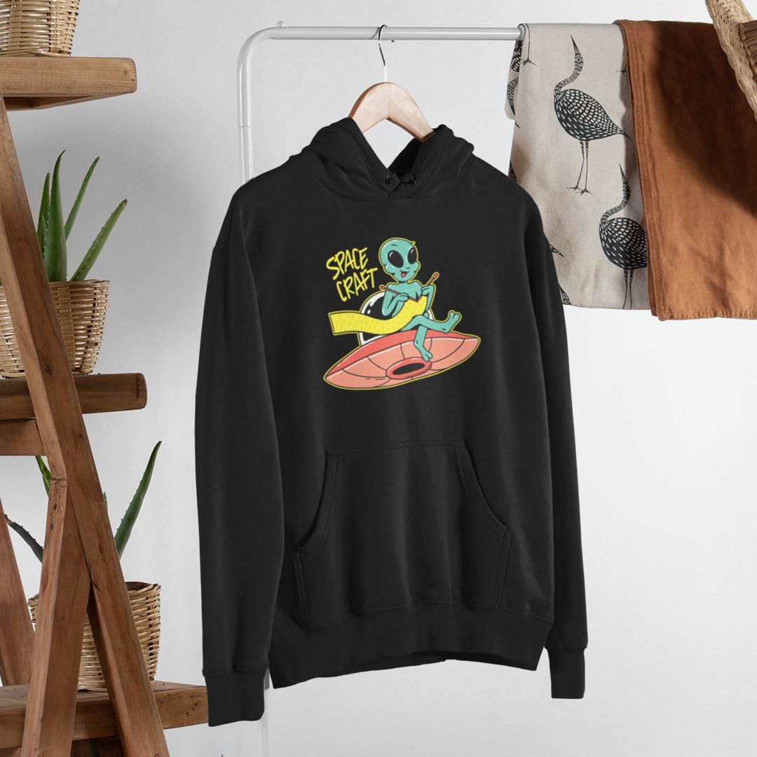 Space Craft Unisex Hooded Sweatshirt — Black